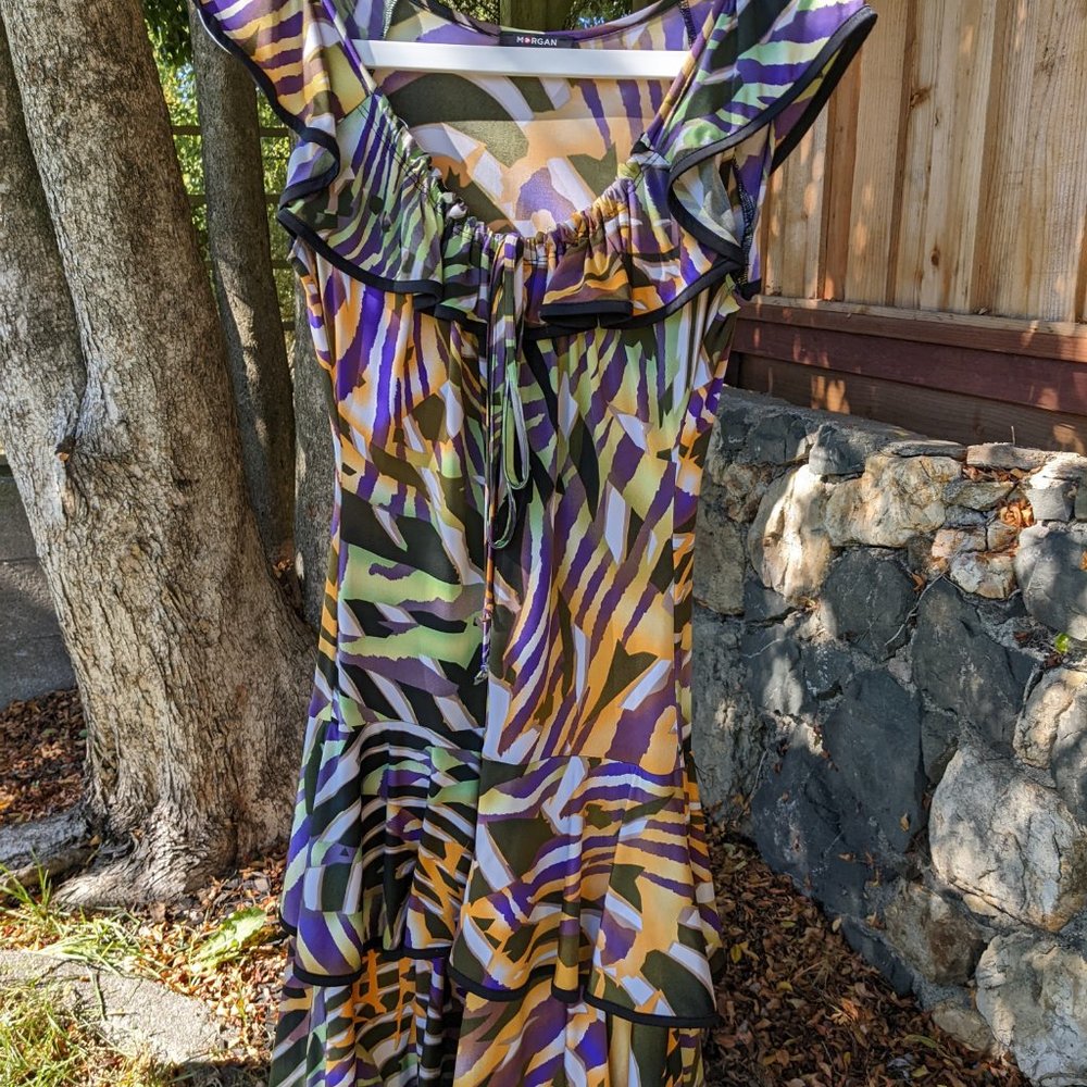 Morgan de Toi dress, wild pattern orange/purple size Small/Medium
